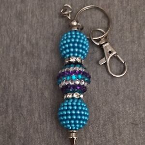 Blue and Purple Beaded Key Holder